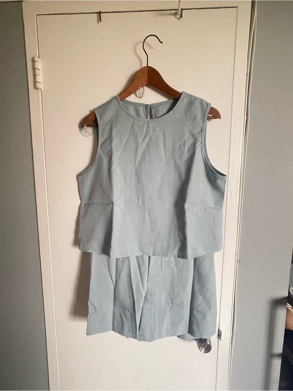 New Turquoise 2 piece women’s set top & shorts size L with elastic waist - Picture 6 of 6